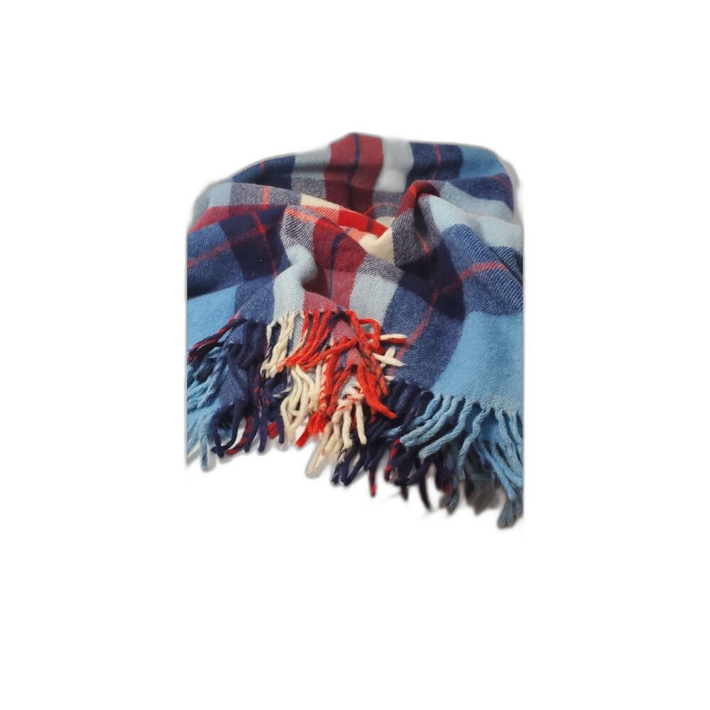 Wool Lap Blanket Blue and Red Plaid, Pinic Blanket, Small Camp Blanket ~Vintage~ - Picture 3 of 3